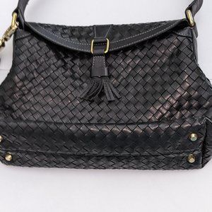 Medium black woven purse with frail